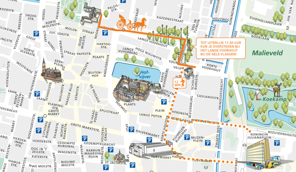 Kaart met route Prinsjesdag
